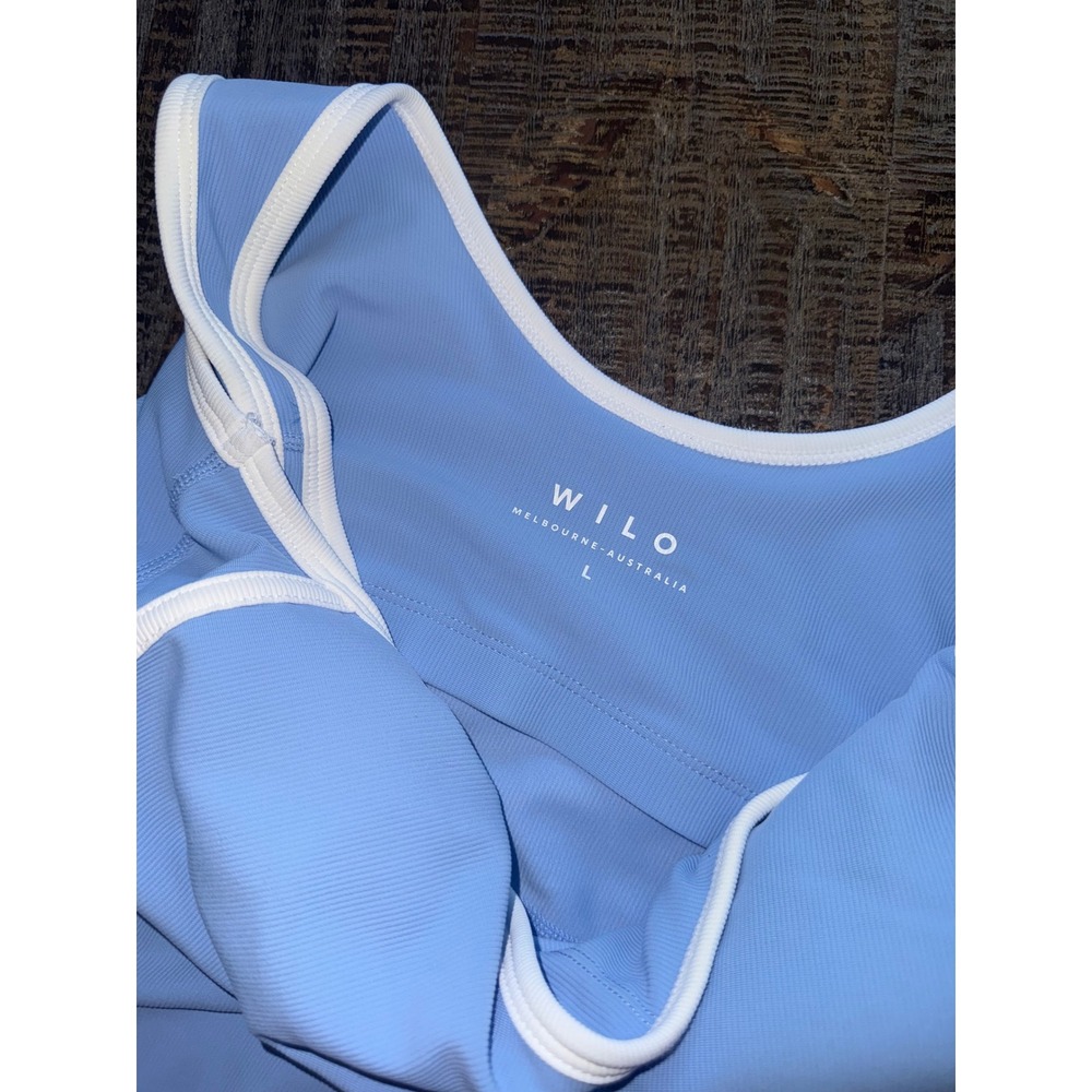 WILO Short Rib Romper | Size Large | NWT | Powder Blue | Built-In Bra - Picture 2 of 6